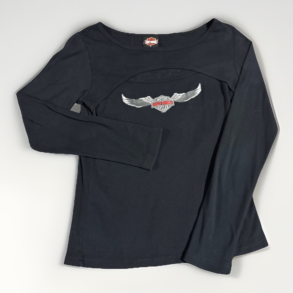 Harley-Davidson Women's Black Faribault MN Shirt SZ L Cutout - Picture 1 of 8